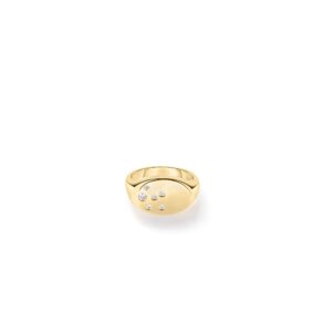 18K Yellow Gold Designer Gold Large Diamond Signet Ring