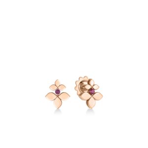 18K Rose Gold Love In Verona Rubellite Split Flower Stud Earrings