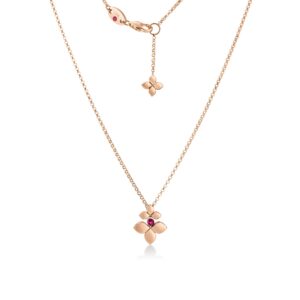 18K Rose Gold Love In Verona Rubellite Double Flower Necklace