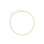 18K Yellow Gold Princess Flower Diamond And Flower Link Necklace
