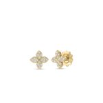18K Yellow Gold Love In Verona Pavé Diamond Flower Stud Earrings