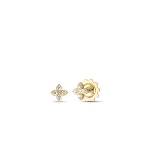 18K Yellow Gold Love In Verona Small Pavé Diamond Flower Stud Earrings