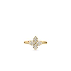 18K Yellow Gold Love In Verona Medium Pavé Diamond Flower Ring
