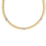 18K Yellow Gold San Marco Three Diamond Station Collar Necklace