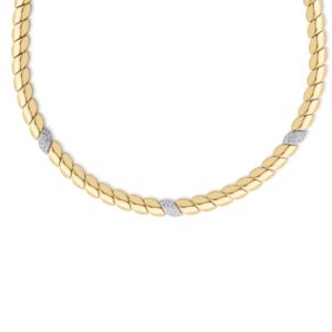18K Yellow Gold San Marco Three Diamond Station Collar Necklace
