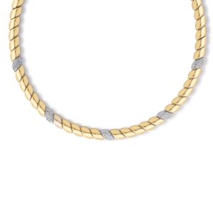 18K Yellow Gold San Marco Five Diamond Station Collar Necklace