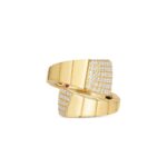 18K Yellow Gold Obelisco Pavé Diamond Ends Ring