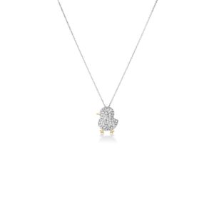 18K White Gold Tiny Treasures Pavé Diamond Chick Necklace