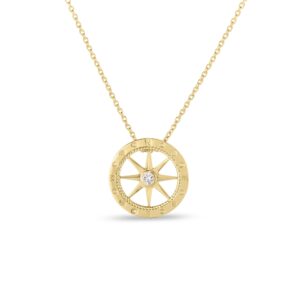18K Yellow Gold Tiny Treasures Diamond Compass Necklace