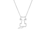 18K White Gold Tiny Treasures Diamond Outline Dog Necklace