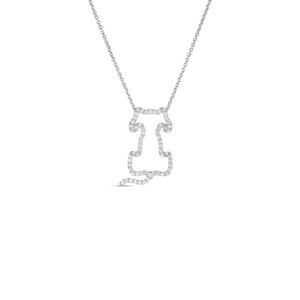 18K White Gold Tiny Treasures Diamond Outline Dog Necklace