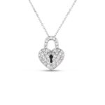 18K White Gold Tiny Treasures Diamond Heart Lock Necklace