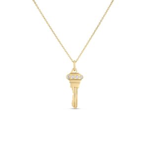 18K Yellow Gold Tiny Treasures Diamond Accent Key Necklace