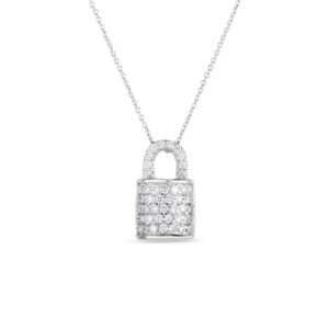 18K White Gold Tiny Treasures Pavé Diamond Lock Necklace