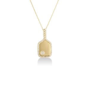 18K Yellow Gold Tiny Treasures Diamond Pickleball Racket And Ball Necklace