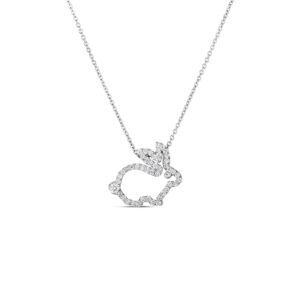 18K White Gold Tiny Treasures Diamond Outline Rabbit Necklace