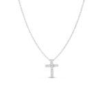 18K White Gold Tiny Treasures Small Diamond Square Cross Necklace
