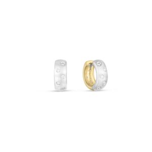 18K Default Title Designer Gold Satin Finish Diamond Reversible Hoop Earrings