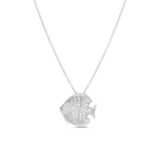 18K White Gold Tiny Treasures Diamond Fish Necklace
