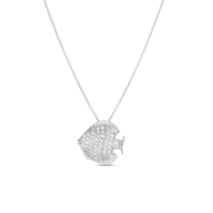 18K White Gold Tiny Treasures Diamond Fish Necklace