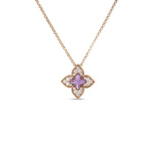 18K Rose Gold Venetian Princess Carnival Pavé Diamond And Gemstone Flower Necklace
