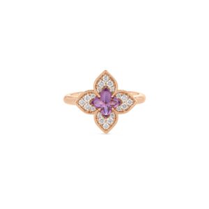 18K Rose Gold Venetian Princess Carnival Pavé Diamond And Gemstone Flower Ring