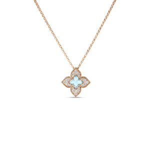 18K Rose Gold Venetian Princess Carnival Pavé Diamond And Gemstone Flower Necklace