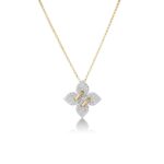 18K Yellow Gold Love In Verona Pavé Diamond Flower Necklace