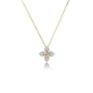 18K Yellow Gold Love In Verona Pavé Diamond Flower Necklace