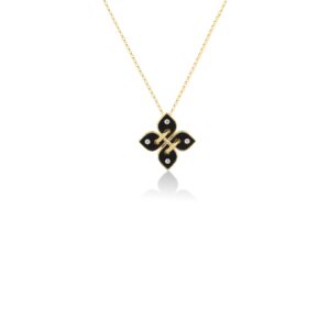 18K Coral Love In Verona Diamond And Enamel Flower Necklace