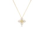 18K White Love In Verona Diamond And Enamel Flower Necklace