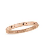 18K Rose Gold Venetian Princess Black And White Diamond Satin Bangle