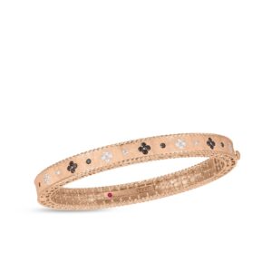 18K Rose Gold Venetian Princess Black And White Diamond Satin Bangle