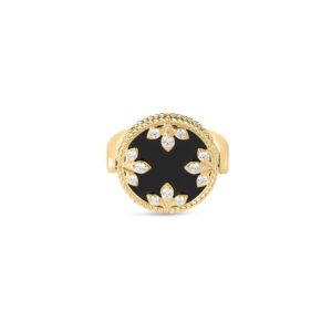 18K Black Jade Venetian Medallions Medium Reversible Ring