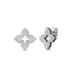 18K White Gold Venetian Princess Pavé Diamond Medium Flower Stud Earrings