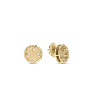 18K Diamond Venetian Medallions Small Stud Earrings