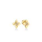 18K Yellow Gold Love In Verona Small Diamond Flower Stud Earrings