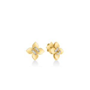 18K Yellow Gold Love In Verona Small Diamond Flower Stud Earrings