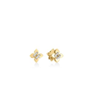 18K Yellow Gold Love In Verona Petite Diamond Flower Stud Earrings