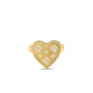 18K Yellow Gold Venetian Princess Medium Heart Medallion Ring