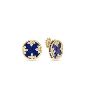 18K Lapis Venetian Medallions Medium Stud Earrings