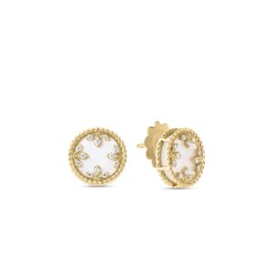 18K Mother of Pearl Venetian Medallions Small Stud Earrings