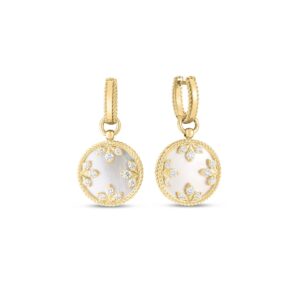 18K Mother of Pearl Venetian Medallions Drop Earrings