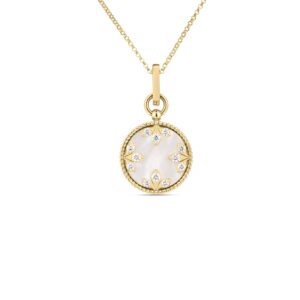 18K Mother of Pearl Venetian Medallions Medium Pendant Necklace