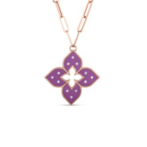 18K Rose Gold Venetian Princess Diamond And Titanium Flower Long Necklace