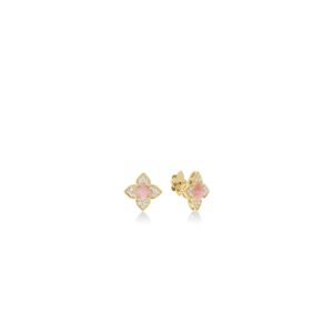 18K Yellow Gold Venetian Princess Carnival Pavé Diamond And Gemstone Flower Stud Earrings