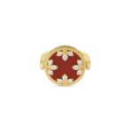 18K Red Agate Venetian Medallions Medium Reversible Ring