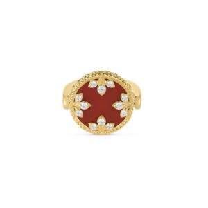 18K Red Agate Venetian Medallions Medium Reversible Ring