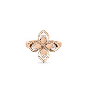 18K Rose Gold Venetian Princess Open Frame Diamond Flower Ring