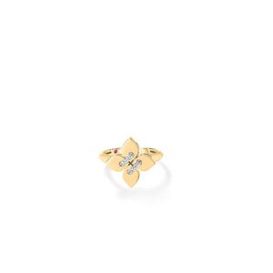 18K Yellow Gold Love In Verona Diamond Flower Ring
